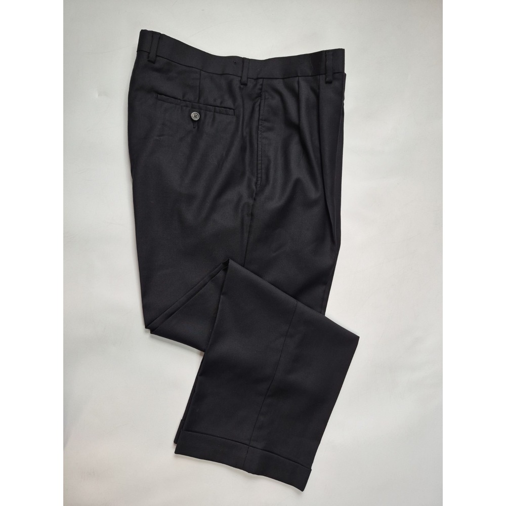 Lauren Ralph Lauren Mens 34x29 Pleated Wool Cashmere Dress Pants Black Cuffed